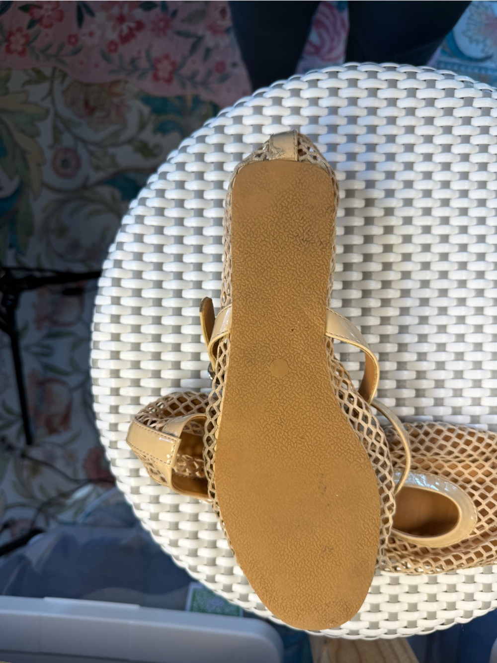 Women's Tan Mesh Mary Jane Flats - Picture 7 of 12